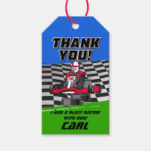 Go Kart Racing Auto Verjaardagsfeest Cadeaulabel (Voorkant)