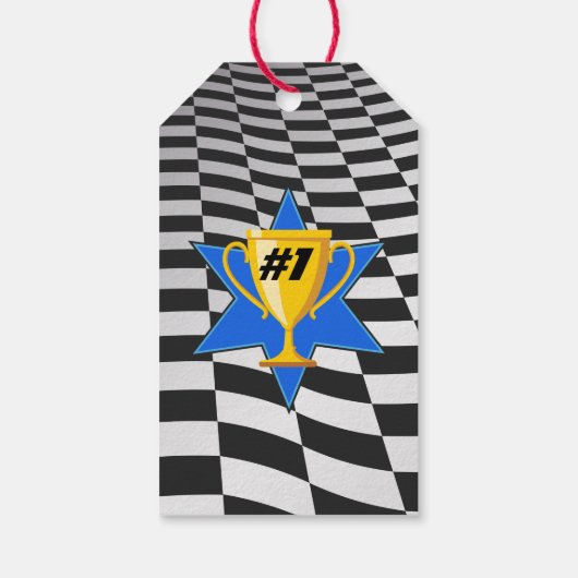 Go Kart Racing Auto Verjaardagsfeest Cadeaulabel (Achterkant)