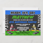 Go Kart Racing Auto Verjaardagsfeest Kaart (Voorkant)