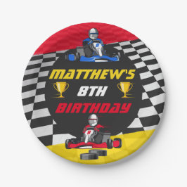 Go Kart Racing Auto Verjaardagsfeest Papieren Bordje
