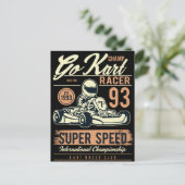 Go Kart Racing Birthday-uitnodiging Briefkaart (Staand voorkant)