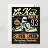 Go Kart Racing Birthday-uitnodiging Briefkaart (Voorkant / Achterkant)