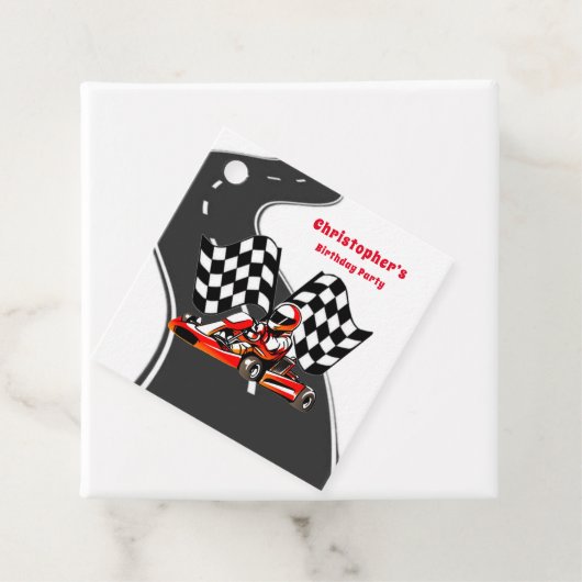 Go Kart Racing Boy Verjaardagsfeestje Bedankjes Labels (In situ)