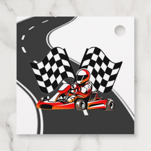 Go Kart Racing Boy Verjaardagsfeestje Bedankjes Labels (Achterkant)