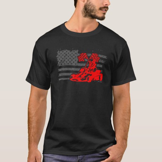 Go Kart Racing Driver American Flag Open Wheel Rac T-shirt (Voorkant)