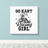 Go Kart Racing Girl | Go-Kart Driver Cadeidee Canvas Afdruk (Insitu (Houten vloer))