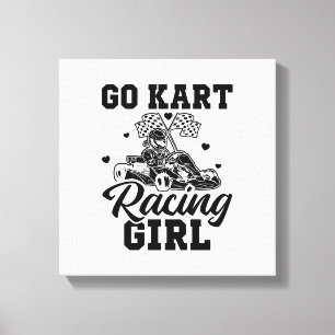 Go Kart Racing Girl Go-Kart Driver Cadeidee Canvas Afdruk