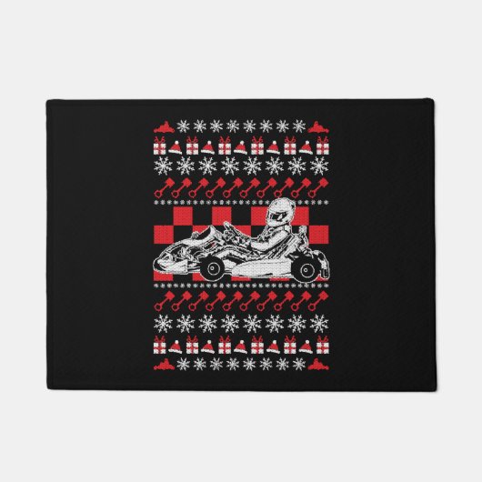Go Kart Racing Kerstmis Deurmat (Voorkant)
