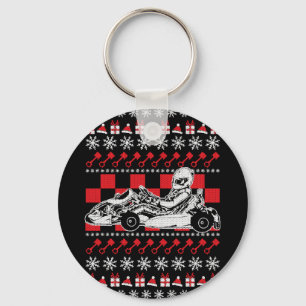 Go Kart Racing Kerstmis Sleutelhanger