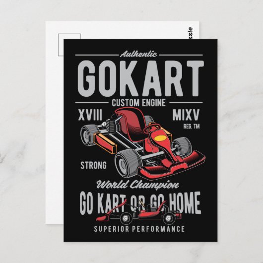  Go-Kart Racing Logo Briefkaart (Voorkant / Achterkant)