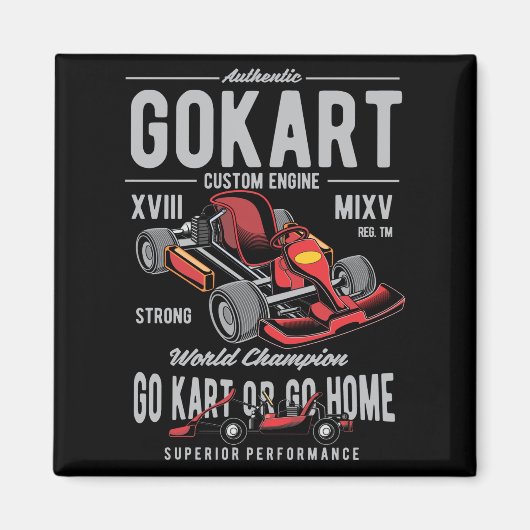  Go-Kart Racing Logo Magneet (Voorkant)