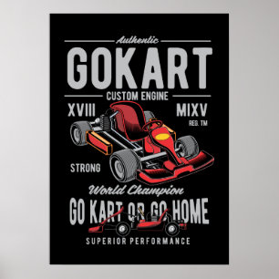  Go-Kart Racing Logo Poster