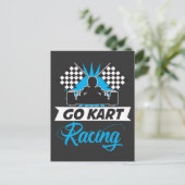 Go Kart Racing Silhouette Flag Goal Winner Briefkaart (Staand voorkant)