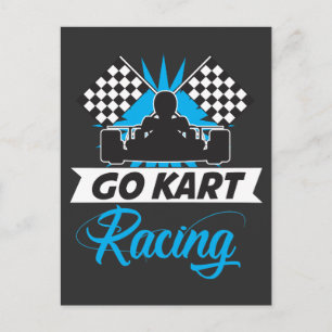 Go Kart Racing Silhouette Flag Goal Winner Briefkaart
