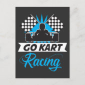 Go Kart Racing Silhouette Flag Goal Winner Briefkaart (Voorkant)