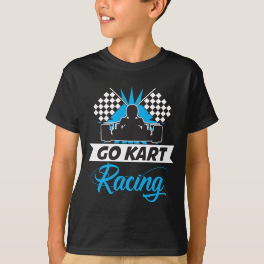 Go Kart Racing Silhouette Flag Goal Winner T-shirt (Voorkant)