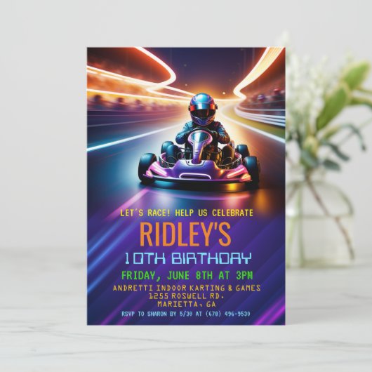 Go Kart Racing Verjaardag Kaart (Staand voorkant)