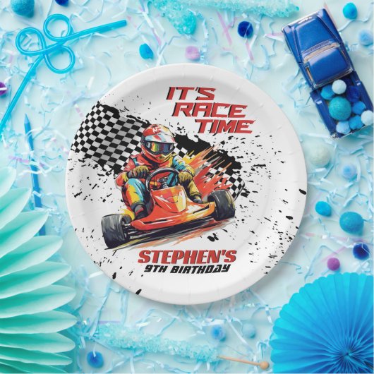 Go Kart Racing Verjaardagsfeest Papieren Bordje (Feest)