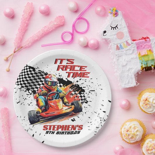 Go Kart Racing Verjaardagsfeest Papieren Bordje (Feest)