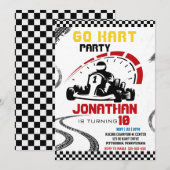 Go-Kart Thema Verjaardagsfeestje  Kaart (Voorkant / Achterkant)