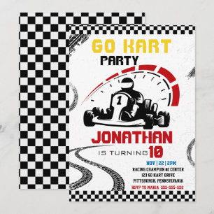Go-Kart Thema Verjaardagsfeestje  Kaart