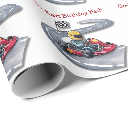 Go-Kart Verjaardag Bash Cadeaupapier (Rol Hoek)