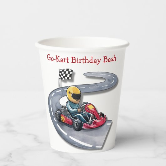 Go-Kart Verjaardag Bash Papieren Bekers (Voorkant)