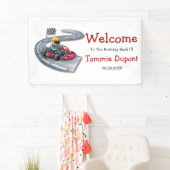 Go-Kart Verjaardag Bash Welkomstbord Banner (Insitu)