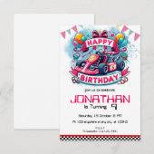 Go Kart Verjaardag Red Racing Car uitnodiging (Voorkant / Achterkant)