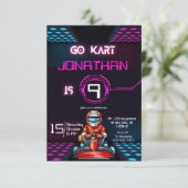 Go Kart Verjaardag uitnodiging (Staand voorkant)
