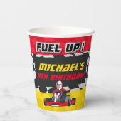 Go Kart verjaardagsfeestje geruit Papieren Bekers (Achterkant)