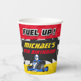 Go Kart verjaardagsfeestje geruit Papieren Bekers