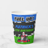 Go Kart verjaardagsfeestje geruit Papieren Bekers (Achterkant)