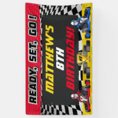 Go Kart Verjaardagsfeestje Racing Spandoek (Verticaal)