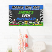 Go Kart Verjaardagsfeestje Racing Spandoek (Insitu)