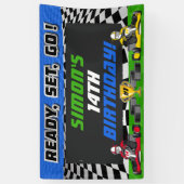 Go Kart Verjaardagsfeestje Racing Spandoek (Verticaal)