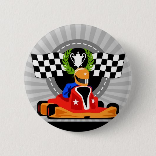 Go Kart verjaardagsgunst cadeau Ronde Button 5,7 Cm (Voorkant)