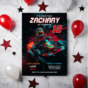 Go Kart verjaardagsuitnodiging   Racing Invite Kaart