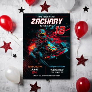 Go Kart verjaardagsuitnodiging | Racing Invite Kaart