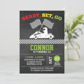 Go-Karting de uitnodiging van de verjaardagspartij (Staand voorkant)