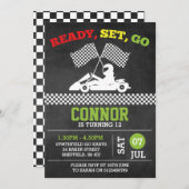 Go-Karting de uitnodiging van de verjaardagspartij (Voorkant / Achterkant)