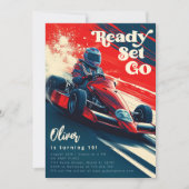 Go Karting Go Kart Racing Auto Jongen Verjaardagsf Kaart (Voorkant)