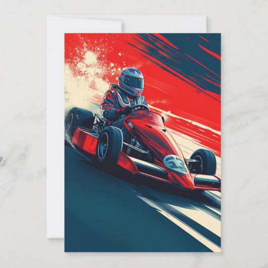 Go Karting Go Kart Racing Auto Jongen Verjaardagsf Kaart (Achterkant)