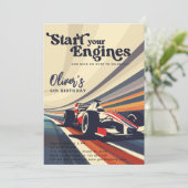 Go Karting Go Kart Racing Auto Jongen Verjaardagsf Kaart (Staand voorkant)