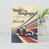 Go Karting Go Kart Racing Car vrijgezellenfeest Kaart (Staand voorkant)