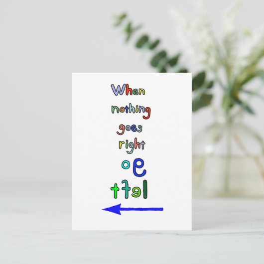 Go Left Funny Inspiration Typography Art Briefkaar Briefkaart (Staand voorkant)