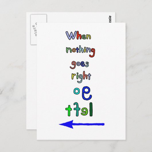 Go Left Funny Inspiration Typography Art Briefkaar Briefkaart (Voorkant / Achterkant)