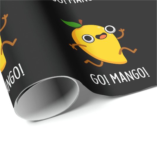 Go Mango Grappige Hardlopen Mango Pun Donker BG Cadeaupapier (Rol Hoek)