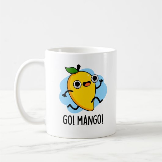 Go Mango Grappige Hardlopen Mango Pun Koffiemok (Links)