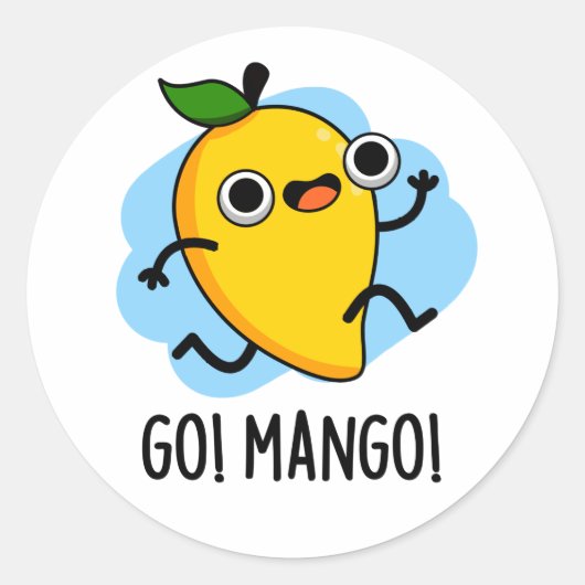 Go Mango Grappige Hardlopen Mango Pun Ronde Sticker (Voorkant)